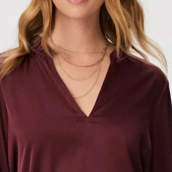 S PAIGE Laurin Blouse in Dusty Cherrywood Long Bell Sleeve NTW - Picture 3 of 4